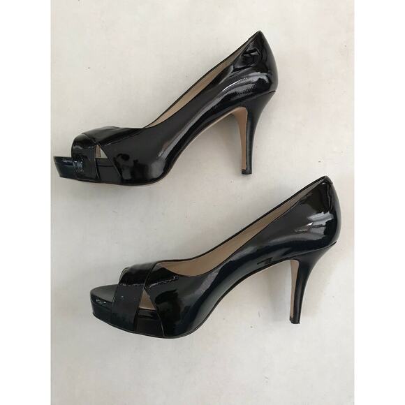 Via Spiga Patent Leather Open Toe Platform Heels - Picture 9 of 12